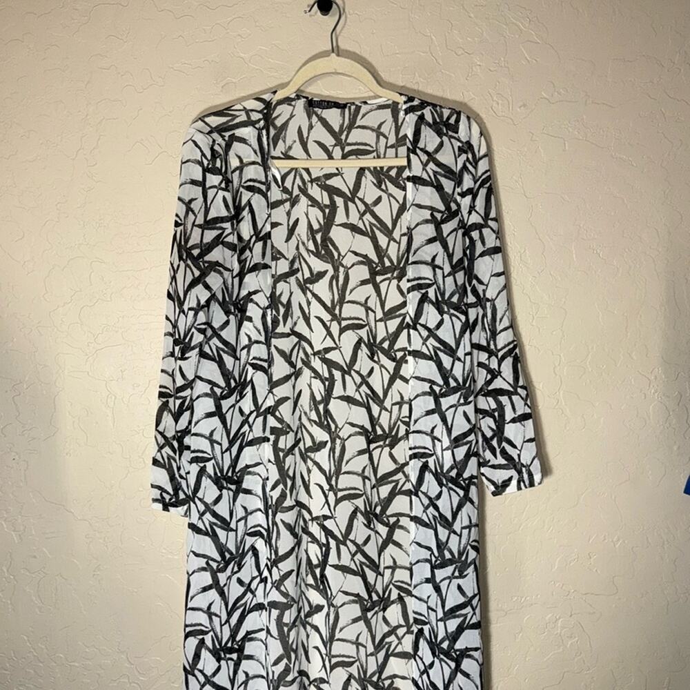 Cotton on shear open front long sleeve full length shear swim cover up kimono